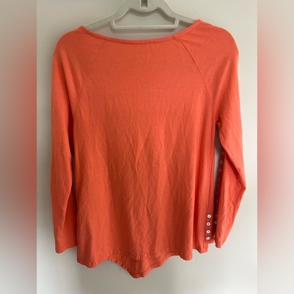 Soft Surroundings Open Cold Shoulder Tunic with Button Accents XS Orange - Picture 2 of 6